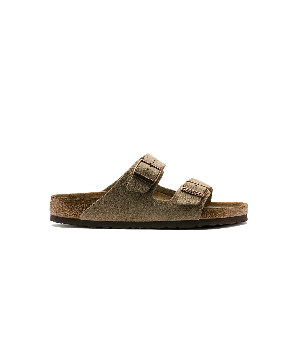 Womens Birkenstock Shoes Birkenstock Arizona Suede Leather Taupe Soft Footbed Sandals