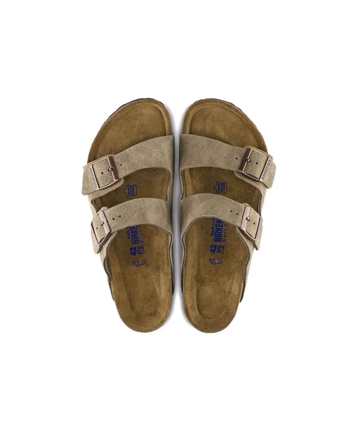 Womens Birkenstock Shoes Birkenstock Arizona Suede Leather Taupe Soft Footbed Sandals