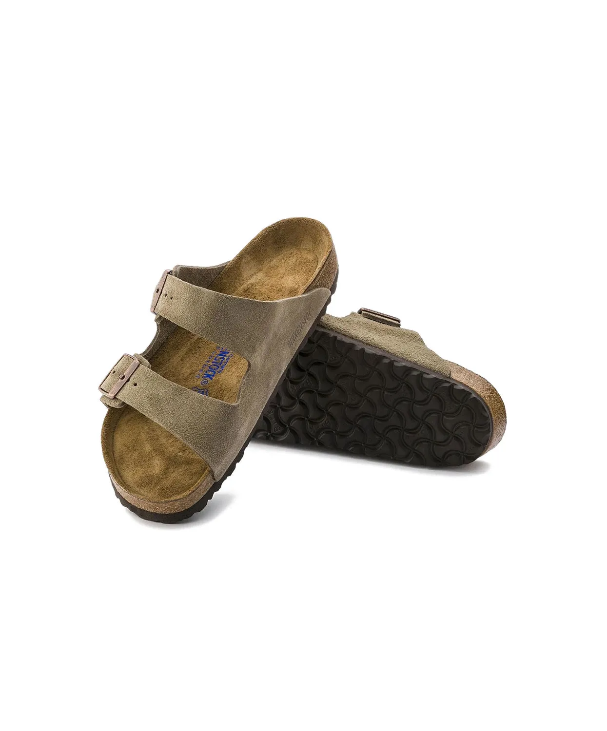 Womens Birkenstock Shoes Birkenstock Arizona Suede Leather Taupe Soft Footbed Sandals