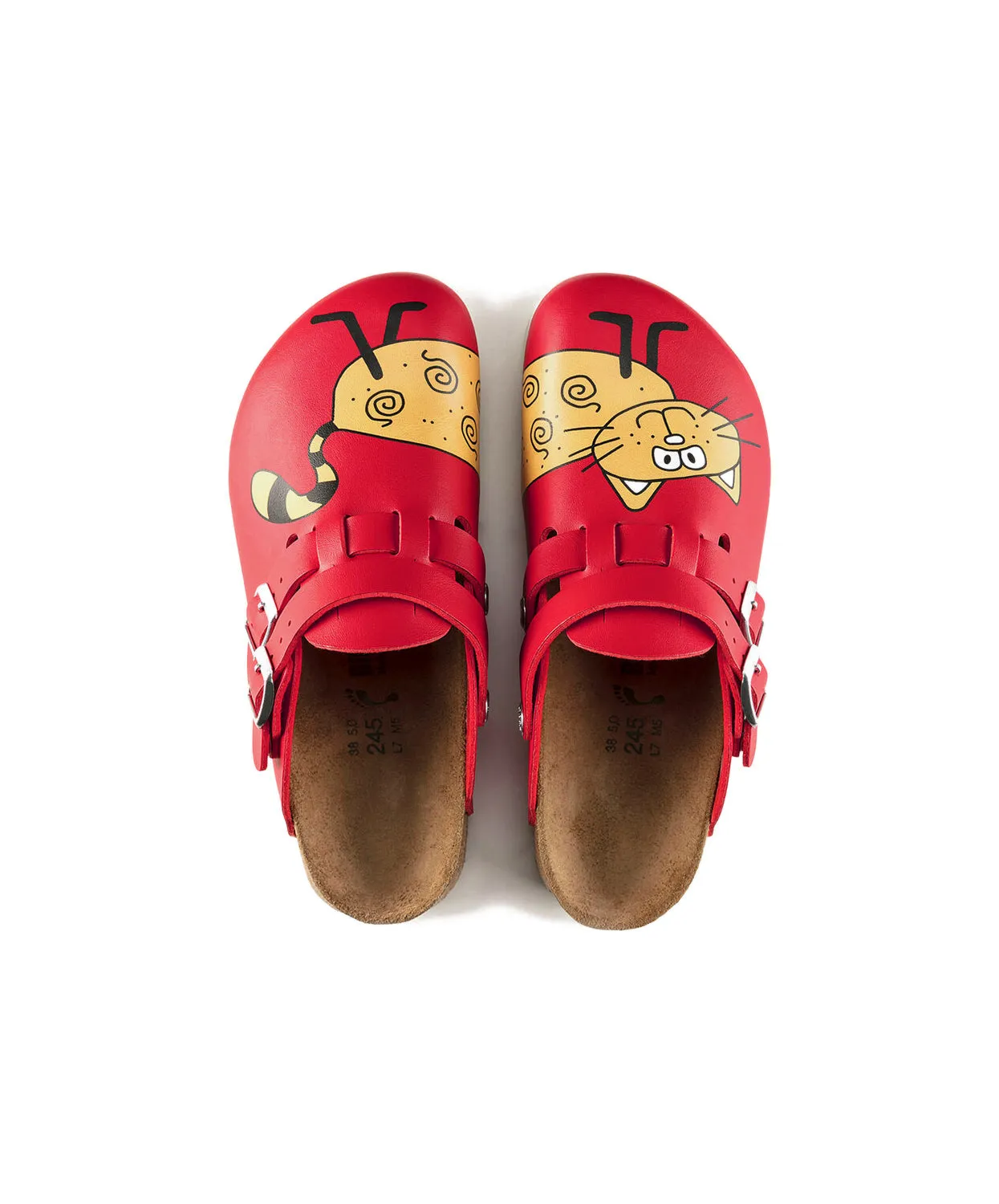 Womens Birkenstock Shoes Birkenstock Birkis Kay Birko-Flor Cat Red Supergrip Clogs
