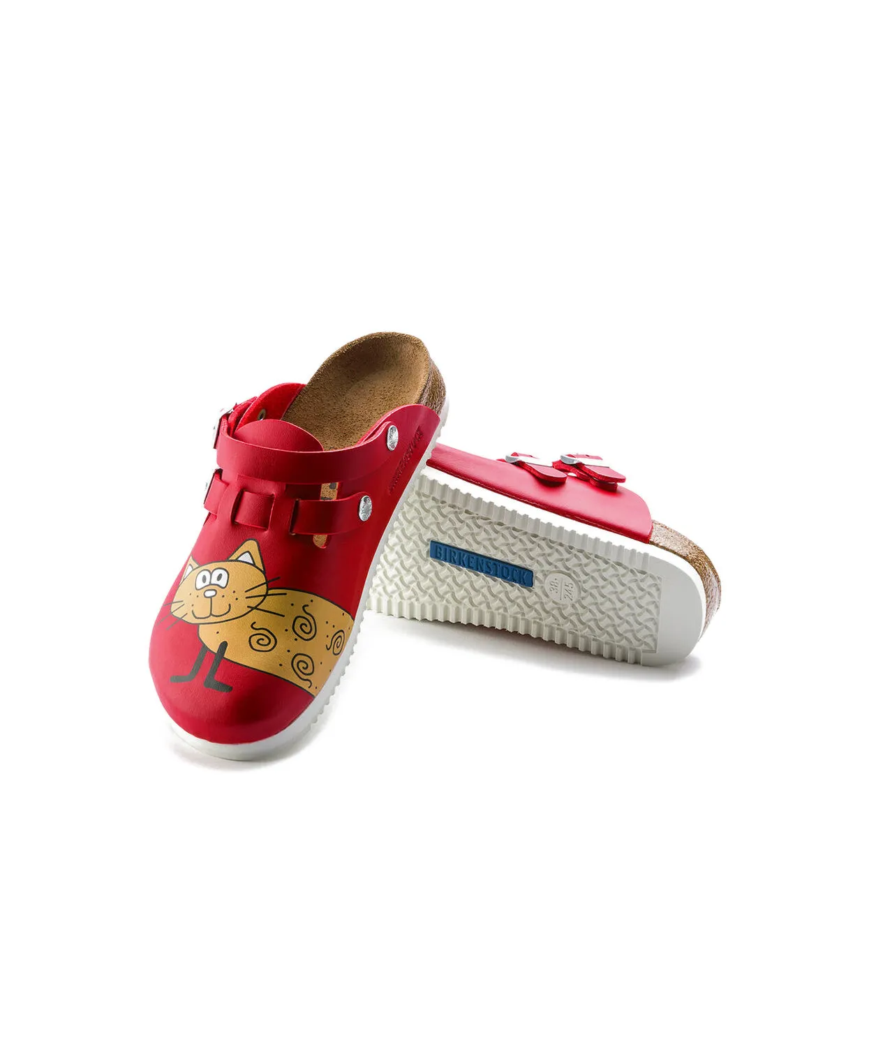 Womens Birkenstock Shoes Birkenstock Birkis Kay Birko-Flor Cat Red Supergrip Clogs