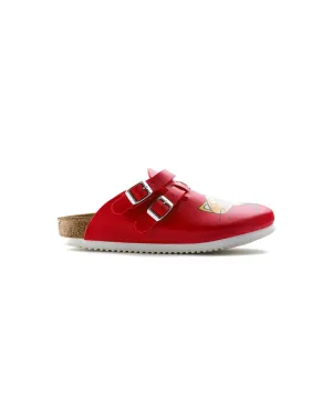 Womens Birkenstock Shoes Birkenstock Birkis Kay Birko-Flor Cat Red Supergrip Clogs