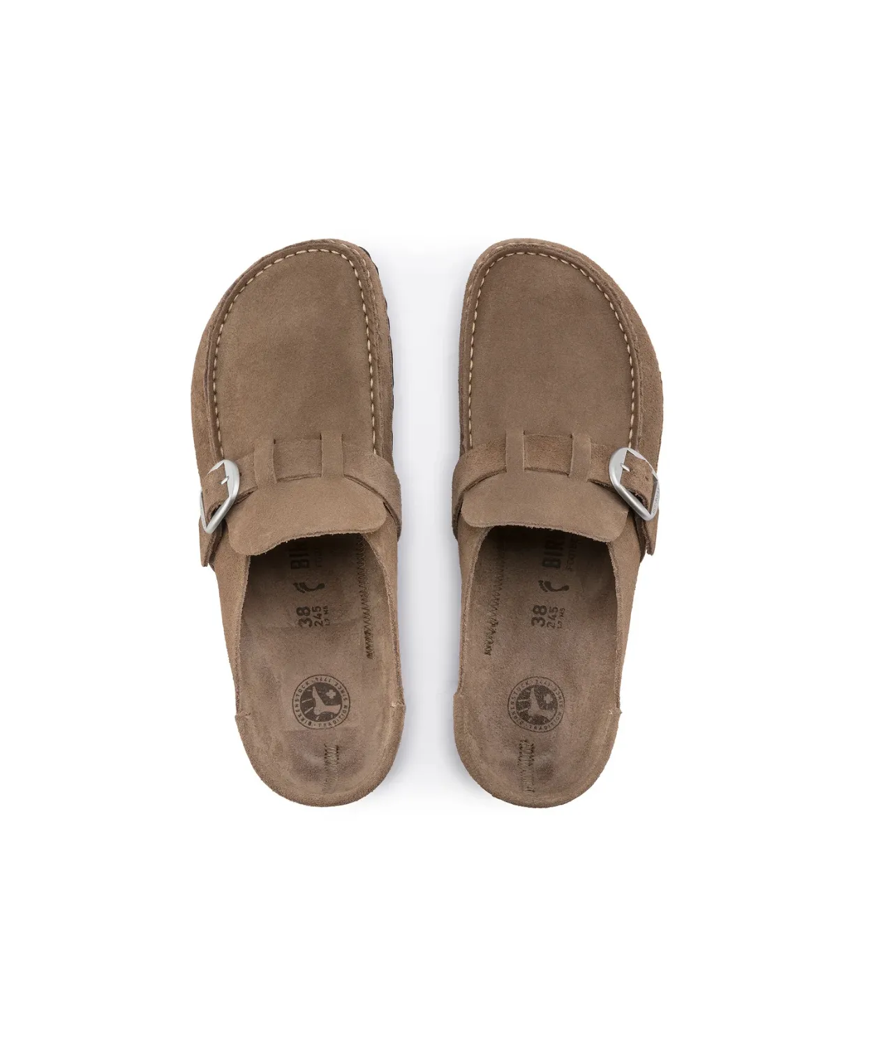 Womens Birkenstock Shoes Birkenstock Buckley Leather Suede Grey Taupe Clogs