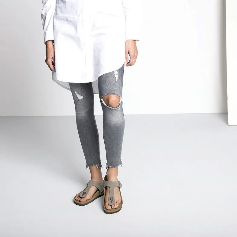 Womens Birkenstock Shoes Birkenstock Gizeh BirkiBuc Stone Sandals