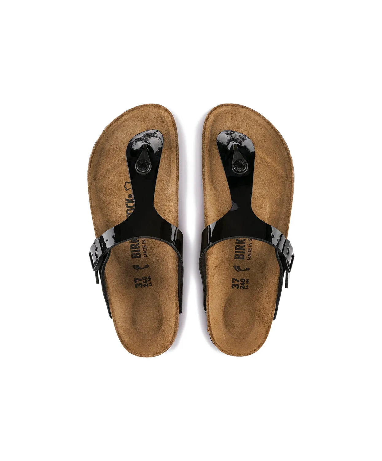 Womens Birkenstock Shoes Birkenstock Gizeh Birko-Flor Black Patent Sandals