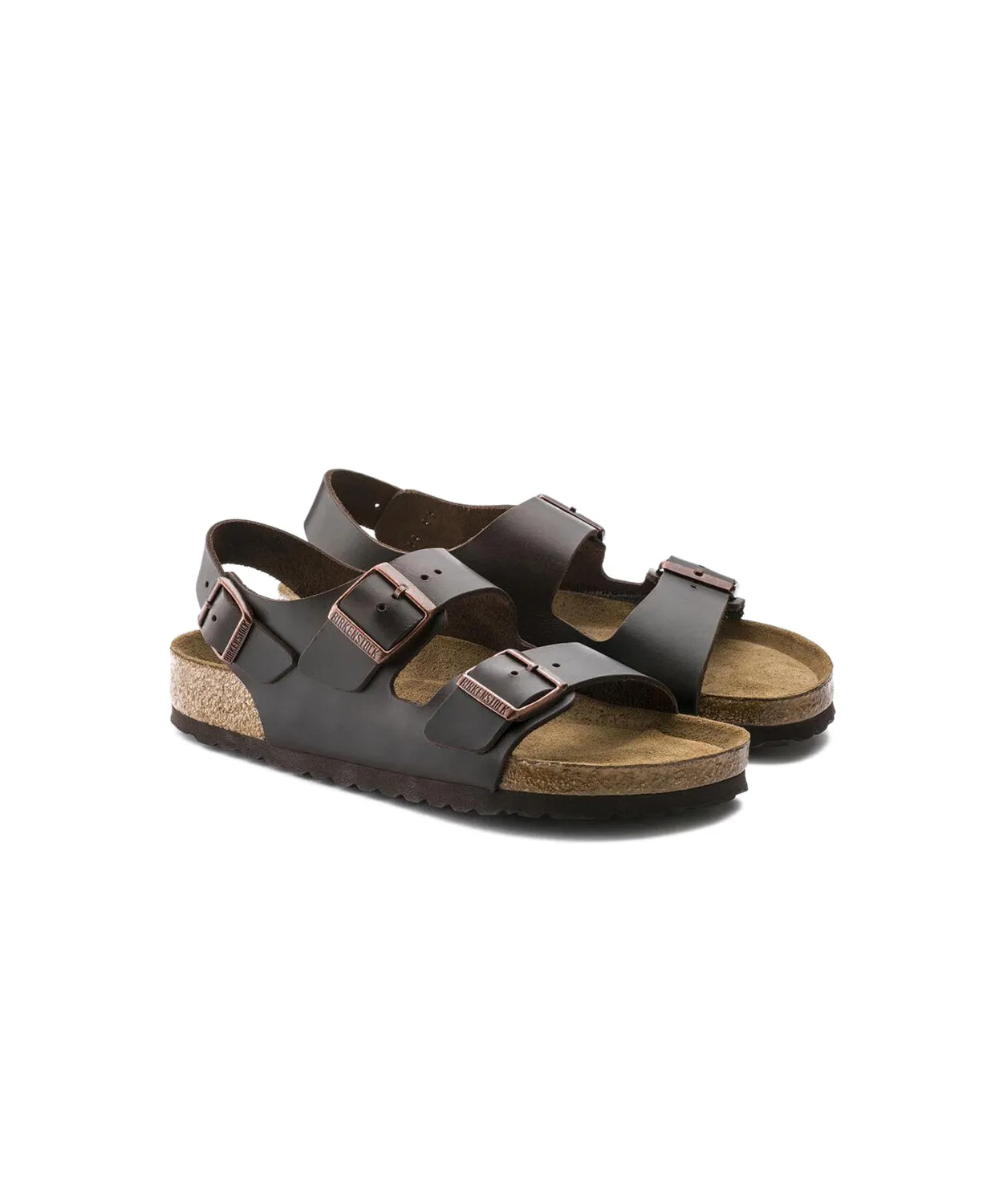 Womens Birkenstock Shoes Birkenstock Milano Leather Dark Brown Sandals