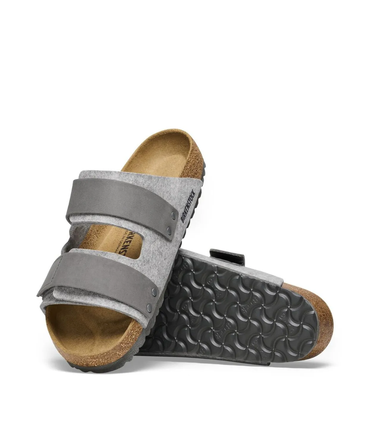 Womens Birkenstock Shoes Birkenstock Uji Authentic Oiled Leather/Felt Light Grey Sandals