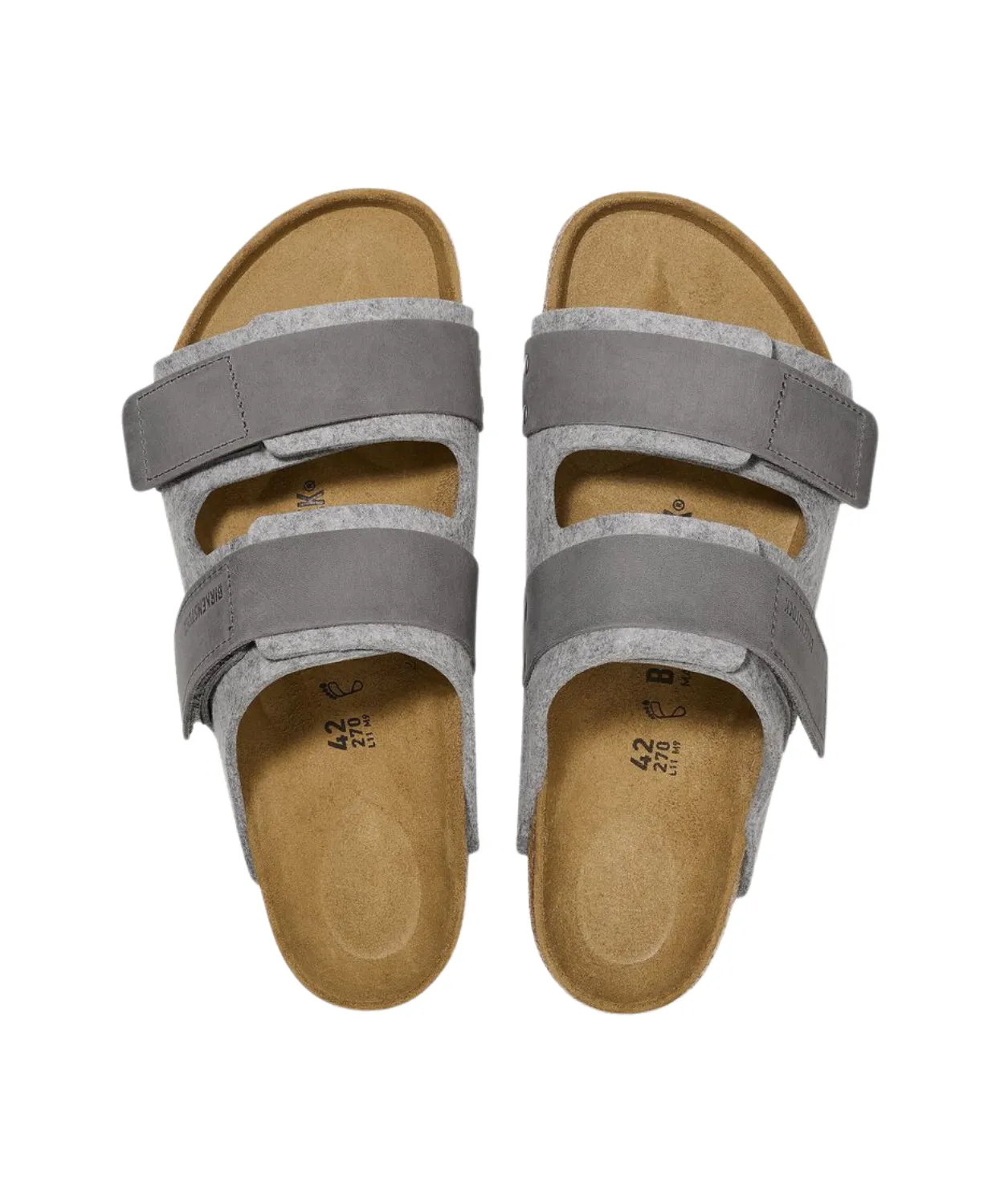Womens Birkenstock Shoes Birkenstock Uji Authentic Oiled Leather/Felt Light Grey Sandals