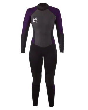 Womens G-Force 3/2mm Back Zip Wetsuit in Black & Mulberry