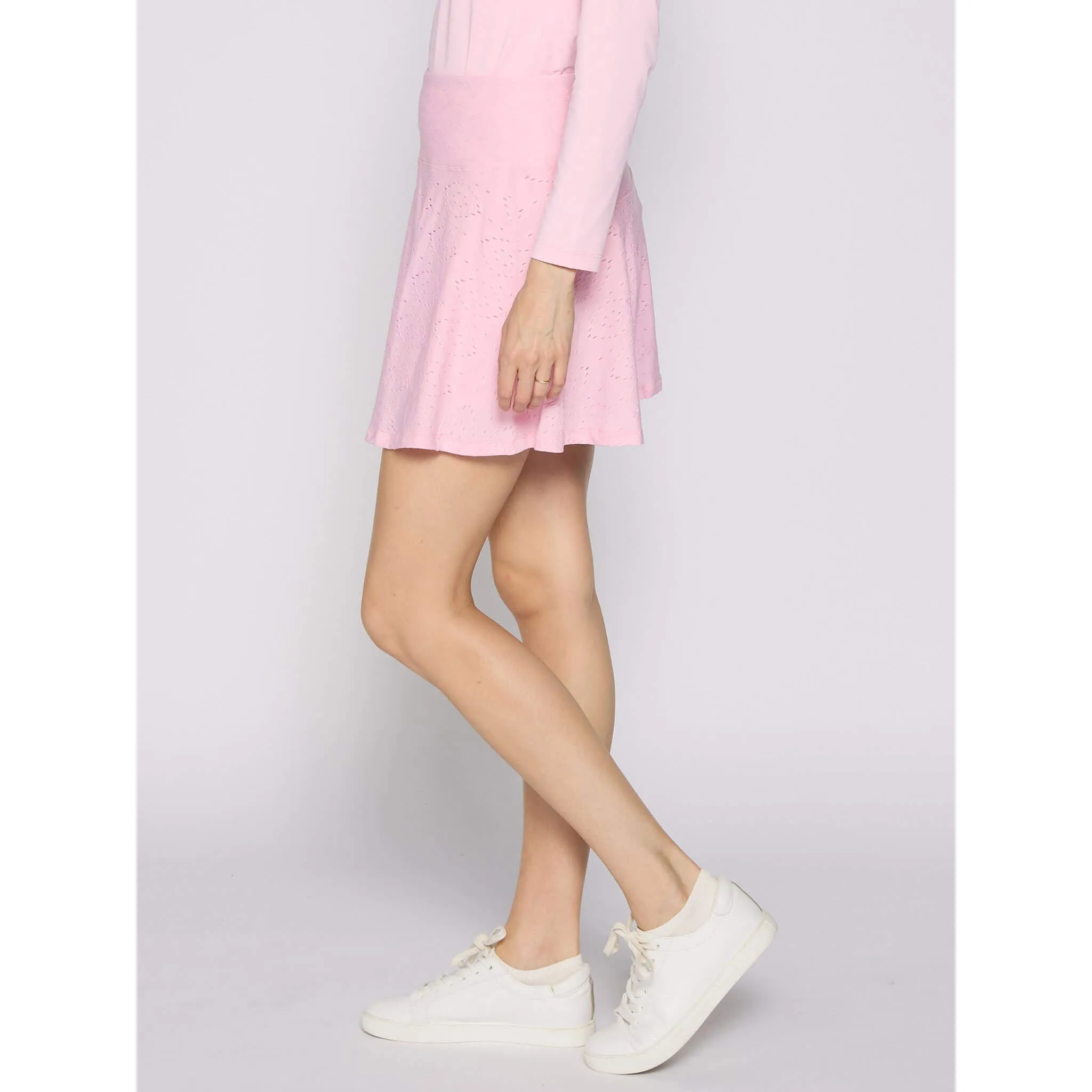 Womens G-Lifestyle G Lifestyle 16-Inch Back Yoke Ruffle Skort - Pink Eyelet
