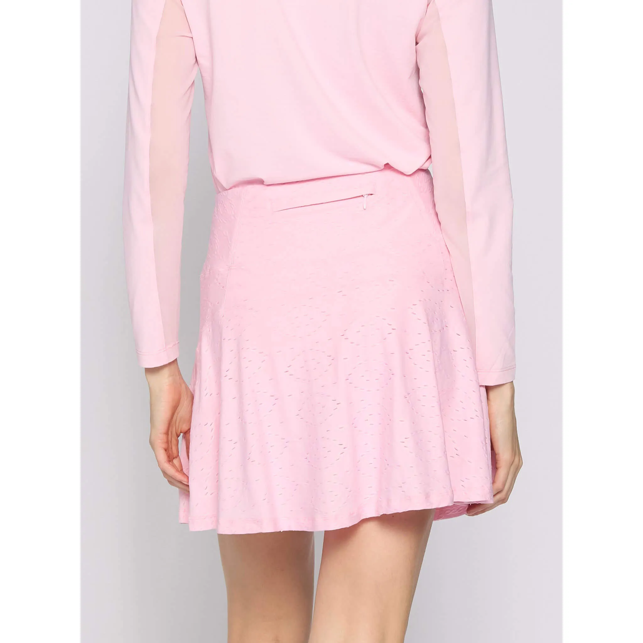 Womens G-Lifestyle G Lifestyle 16-Inch Back Yoke Ruffle Skort - Pink Eyelet