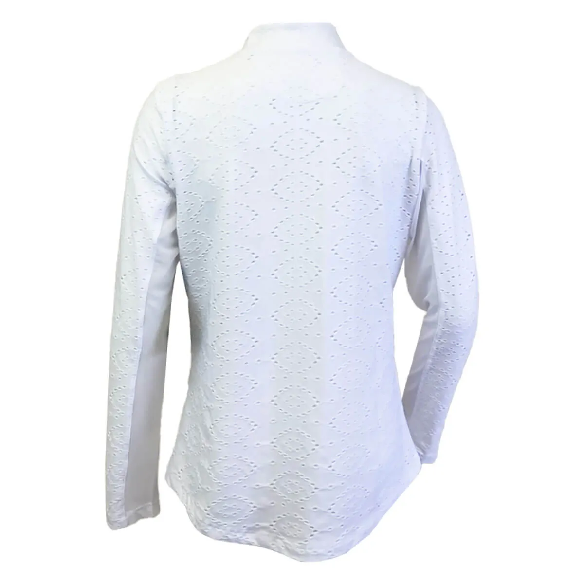 Womens G-Lifestyle G Lifestyle Long Sleeve Solid Zip Mock Neck Top - White Eyelet