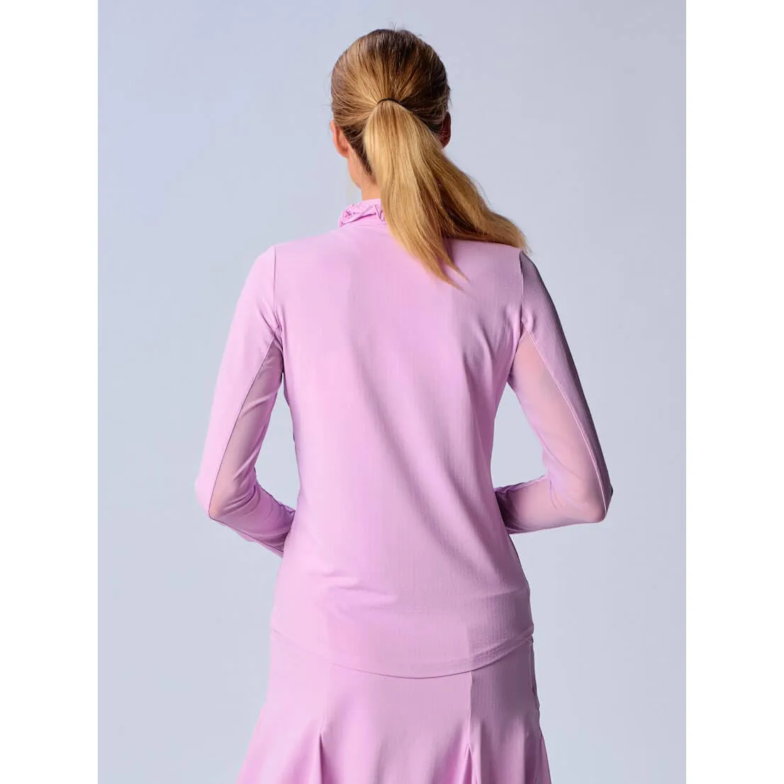 Womens G-Lifestyle G Lifestyle Solid Long Sleeve Double Ruffle Top - Lavender