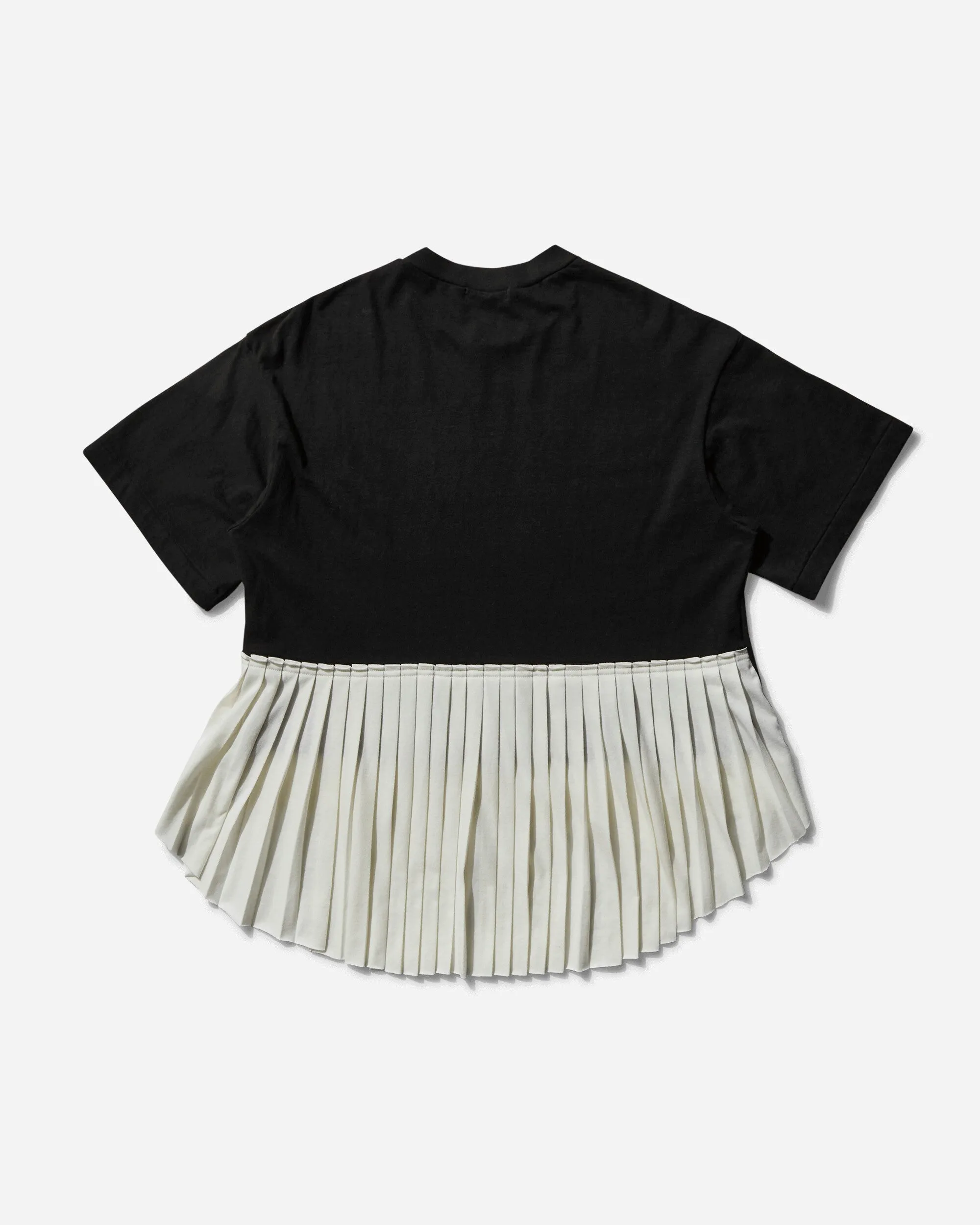 Damen T-Shirt mit Plisseesaum Schwarz