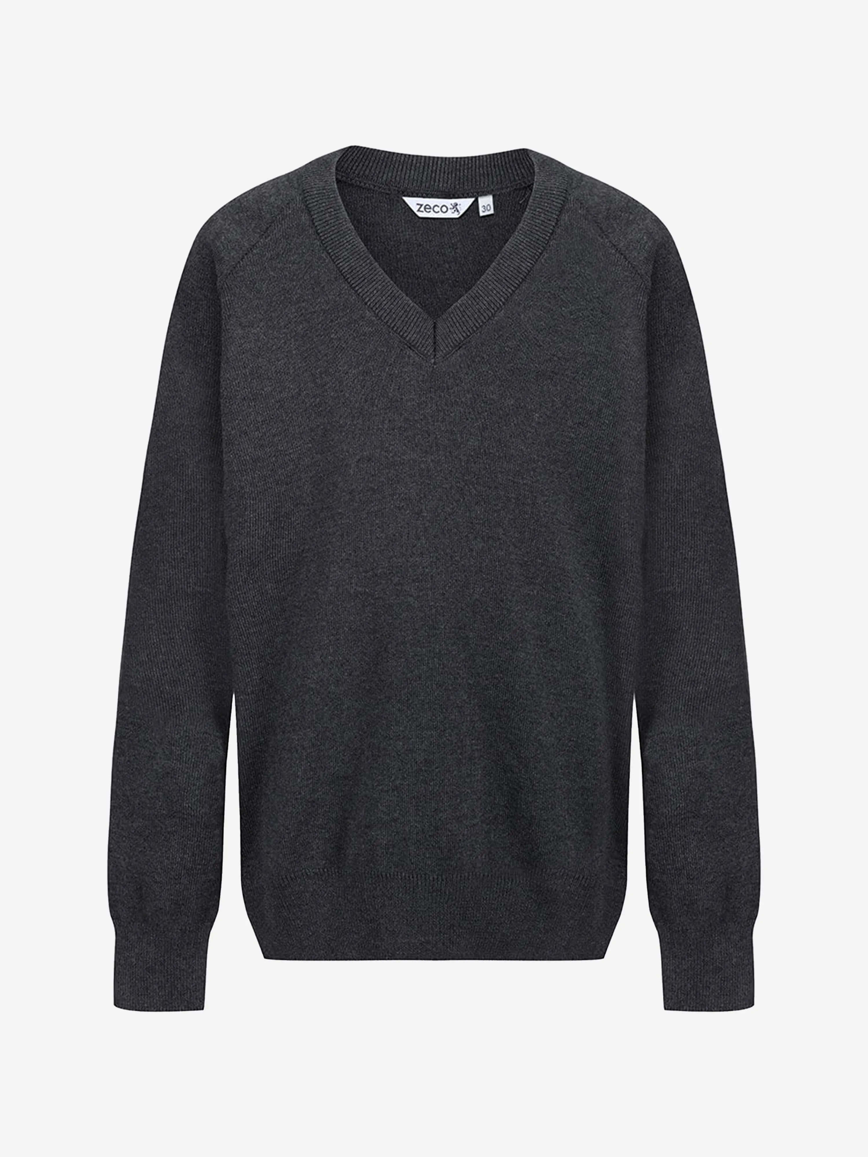 Zeco Kids School Baumwoll-Mix Strickpullover mit V-Ausschnitt in Grau